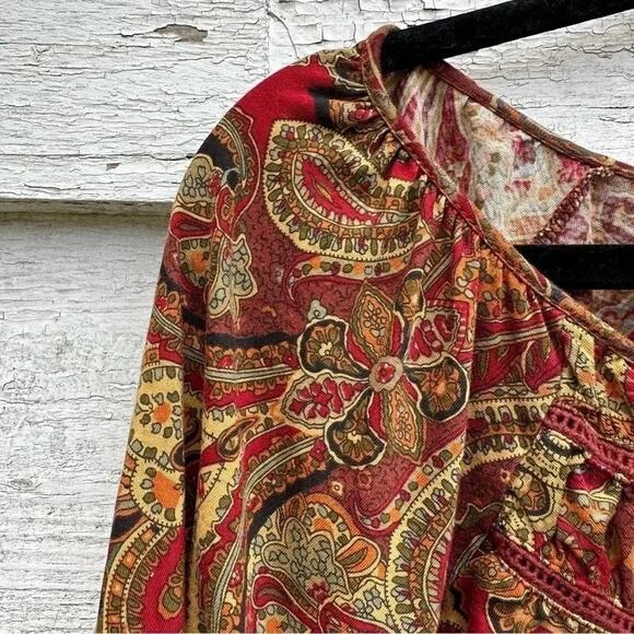 Lauren Ralph Lauren scoop neck long balloon sleeve blouse Paisley plus size - Picture 2 of 6
